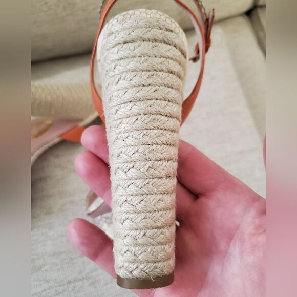 🌠 ELIE TAHARI 🌠 Snakeskin Leather Straw Platform Heels Sandals - [Size 6.5] - Picture 12 of 13